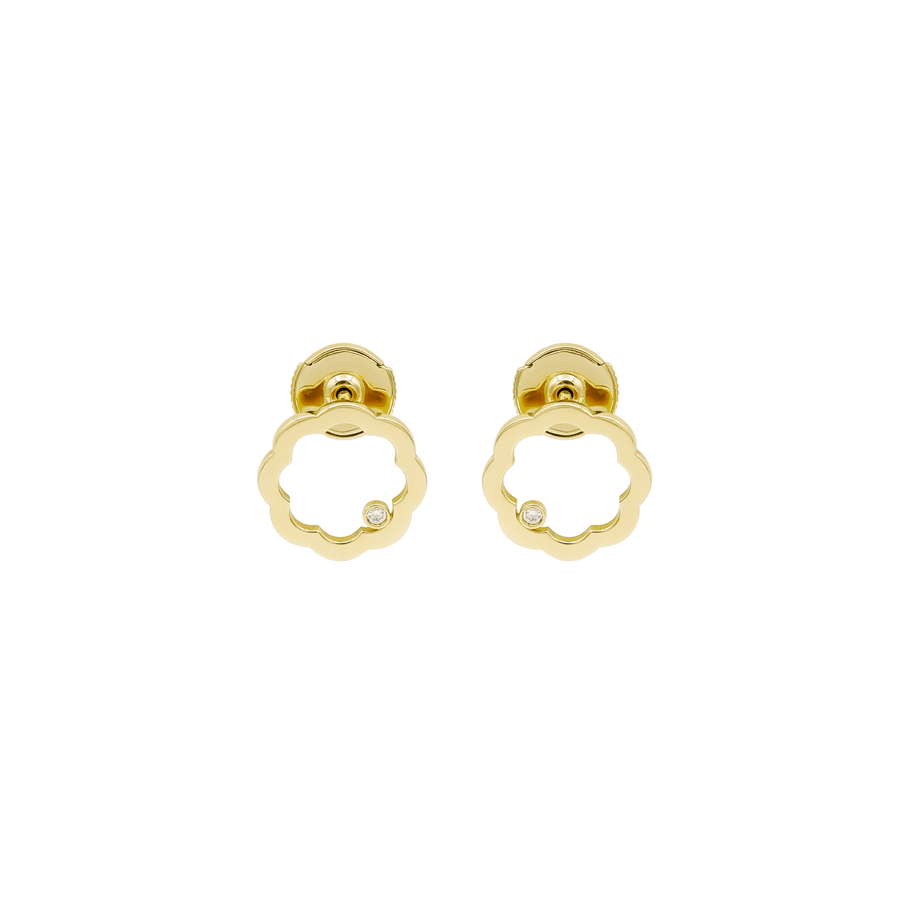 Classic MIMOSA gold Earrings 2 Diamonds, without chains