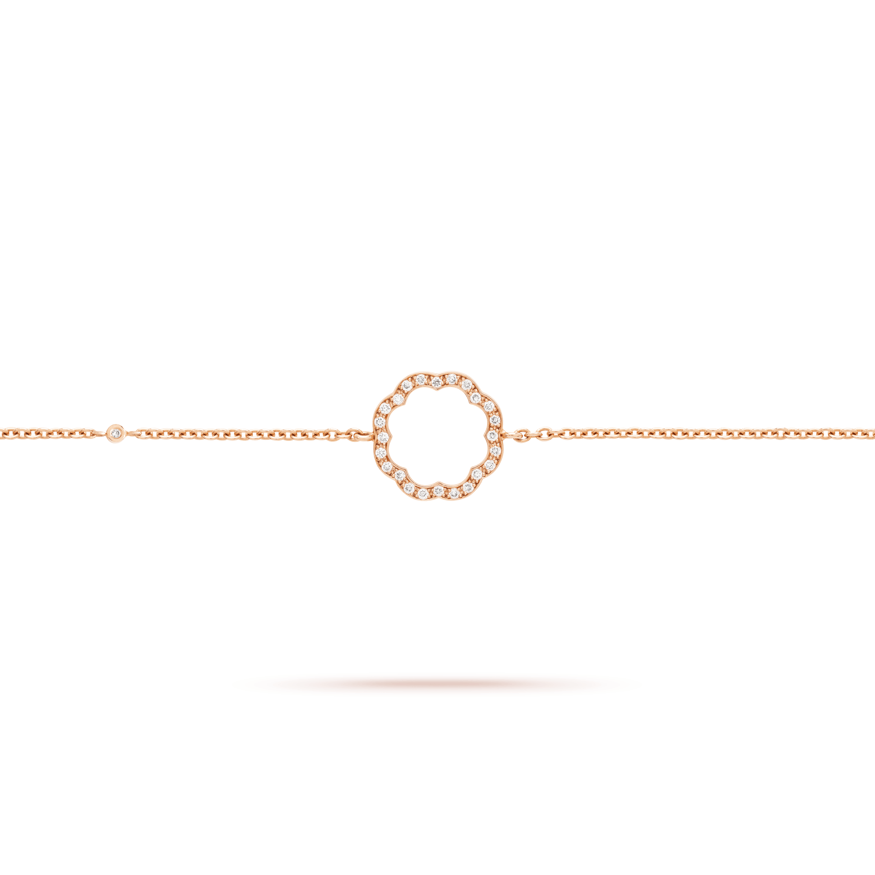 Close-up of MIMOSA Rose gold bracelet with 25 diamonds